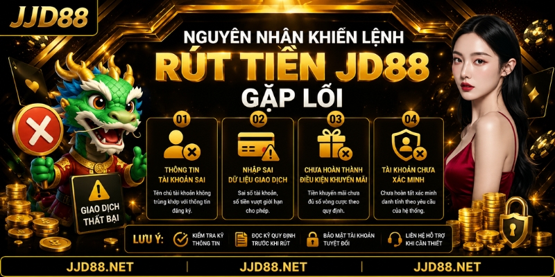 Nguyên nhân khiến lệnh Rút tiền JD88 gặp lỗi